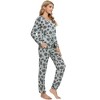 cheibear Women's Sleepwear Lounge Soft Nightwear with Pockets Long Sleeve Pajama Set - 3 of 4