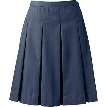 Lands' End School Uniform Women's Plus Size Box Pleat Skirt Top Of Knee -  18w - Black : Target