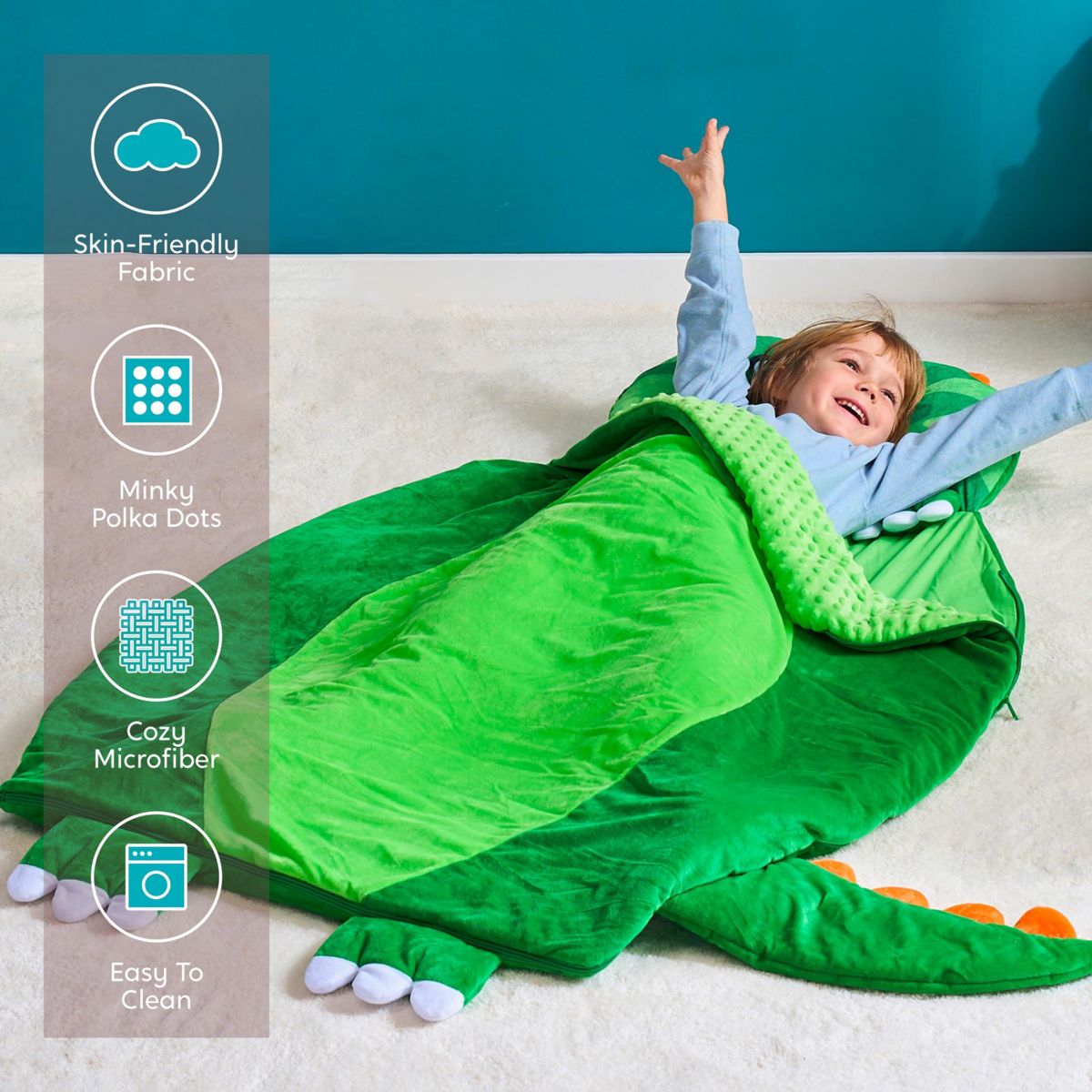 Kids Sleeping Bag Toddler Nap Mat with Pillow & Blanket 60" x 39" for 4 5 6 Year Old Boys Girl Soft Plush Sleeping Mat Preschool Kids Birthday Gifts - thumbnail 3