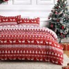 Christmas Duvet Cover Queen Size, 3 Piece Soft Polyester Bedding Set with 2 Pillow Shams, Reindeer, Snowflake & Christmas Tree Print Comforter Cover - 3 of 4