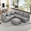 85.4"W U-Shaped Sectional Sofa Couch, L-Shaped Sofa with a Movable Ottoman and Two USB Ports for Living Room - ModernLuxe - 2 of 4
