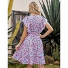 Womens Summer Dress Ruffle Cap Sleeve Sundress with Round Neck Midi Dress with Gathered Hem Empire Waist Flutter Dress - 2 of 4