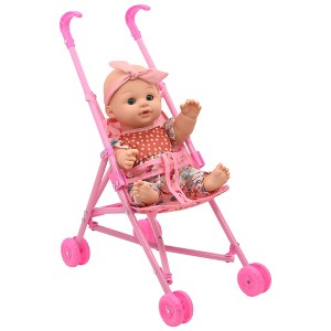 New Adventures Little Darlings: Out For A Stroll 12" Doll Flamingo Jumper Pink & Blue Outfit - 1 of 4