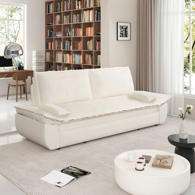 NicBex Pull Out Sofa Bed,Modern Convertible Sleeper Loveseat Sofa with Side Storage,Velvet 2-Seater Couch for Living Room,