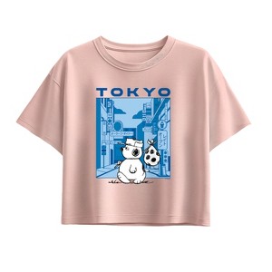 Girls' - Peanuts - Olaf Tokyo Street Short Sleeve Boxy Graphic T-Shirt - 1 of 3