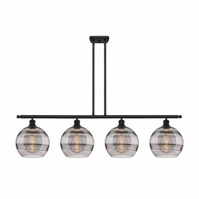 Rochester - 4 Light Stem Hung Island In Industrial Style-12.13 Inches Tall and 48.25 Inches Wide