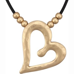 Leather and Wood Necklace Chunky Circle Pendant Boho Jewelry for Women - 1 of 4