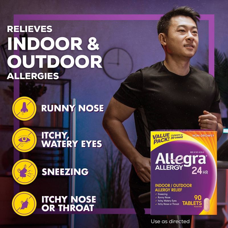 Allegra Fexofenadine 24 Hour Allergy Relief Tablets - 90ct, 4 of 10