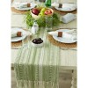 Design Imports  Braided Stripe Jacquard Fringe Table Runner, 15X72", Antique Green - 3 of 4