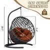 Cat Swing Bed with Stand & Cushion, Cat Egg Chair with Rattan Wicker Appearance, Indoor Hanging Swinging Cat Bed for Cats - 3 of 4