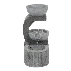 LuxenHome Gray Resin Raining Water Sculpture Outdoor Fountain with LED Lights - 1 of 4
