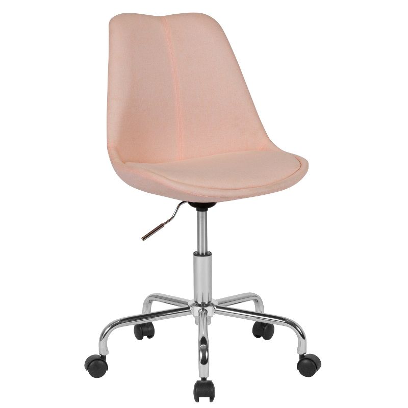 Emma and Oliver Mid-Back Pink Fabric Pneumatic Lift Task Office Chair with Chrome Base, 1 of 11