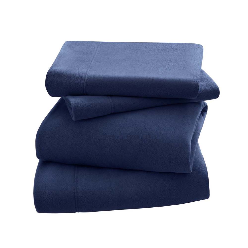 Photos - Bed Linen Peak Performance Premier Comfort  Fleece Sheet Set - Navy  (Full)