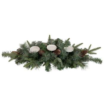 Northlight 32" Artificial Mixed Pine and Pine Cones Christmas Candle Holder Centerpiece