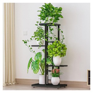 TROPOW Support pour plantes en métal à 4 niveaux - Étagère à fleurs pour l'intérieur et l'extérieur - Support pour plantes d'intérieur et balcon - 1 of 4