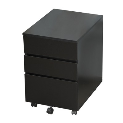 HOMCOM 3 Drawer Storage Cabinet, Mobile File Cabinet Under Desk with Wheels, Printer Stand for Home Office, Black