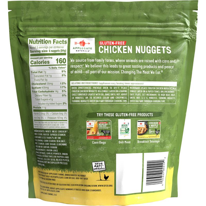 Applegate Naturals Gluten Free Family Size Chicken Nuggets - Frozen - 16oz, 4 of 6