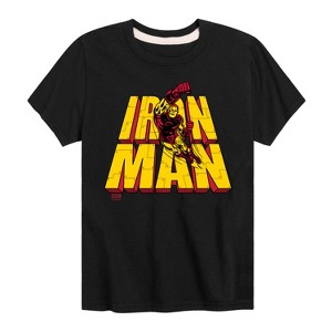 Boys' - Marvel - Iron Man Stacked Name Short Sleeve Graphic T-Shirt - 1 of 4