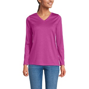 Lands' End Women's Relaxed Supima Cotton Long Sleeve V-Neck T-Shirt - 1 of 3
