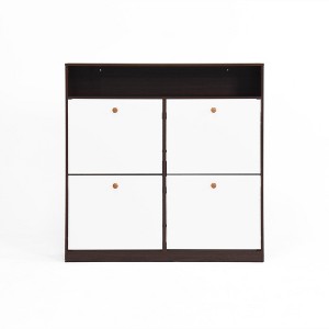 Gulches 4 Flip Drawer Shoe Storage Cabinet, Brown Freestanding Shoe Rack with Wooden Handle & Anti-Tip Fitting for Entryway, Hallway - 1 of 4