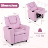 Costway Kids Recliner Armchair Children's Furniture Sofa Seat Couch Chair w/Cup Holder Pink - 3 of 4