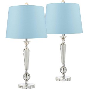 Vienna Full Spectrum Jolie Traditional Glam Table Lamps 26" High Set of 2 Candlestick Glass Crystal Blue Hardback Shade for Bedroom Living Room House - 1 of 4