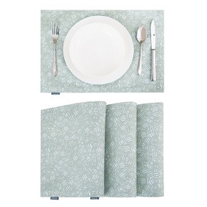 Deconovo Reversible Waterproof Oxford Placemats 12"x18" | Floral & Solid Set of 4 - 1 of 4