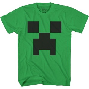 Boys Minecraft Video Game T-Shirt - Black and Green Creeper Face - Official Minecraft Shirt - 1 of 4