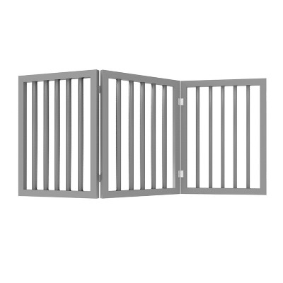 Gray Composite Wood Freestanding 3-Panel Pet Gate
