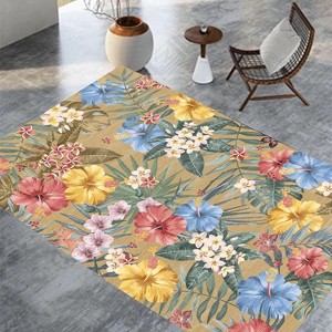 Floral Washable Bugs Boho Flower Area Rug Non Slip Thin Living Room Botanical Colorful Floor Carpet Runner for Kitchen Hallway - 1 of 1