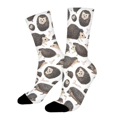 Hedgehogs Women Printed Crew Socks Funny Funky Socks Soft Polyester Novelty Gifts for Artists Men