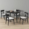 5-Piece Mid-Century Modern Dining Table Set with Faux Wood Tabletop and 4 Upholstered Rubberwood Chairs for Kitchen or Dining Room - 2 of 4