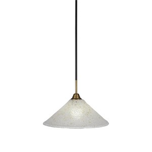 Toltec Lighting Paramount 1 - Light Pendant in  Matte Black/Brass with 16" Gold Ice Shade - 1 of 1