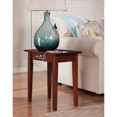 Walnut Shaker Chair Side Table with Charging Station