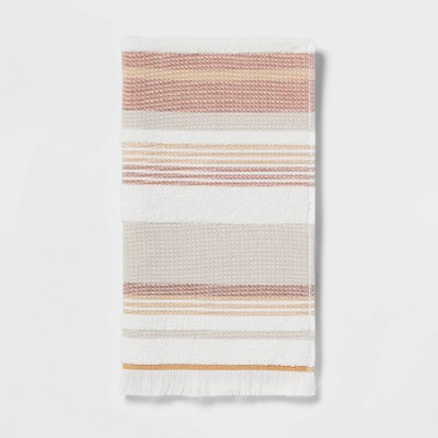 27"x16" Striped Flat Woven Hand Towel Clay Pink - Threshold™