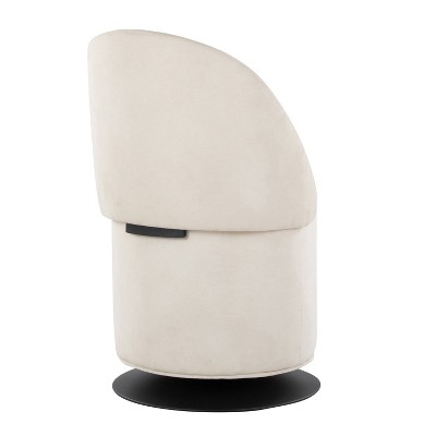 Cream Faux Leather Swivel Chair with Metal Base