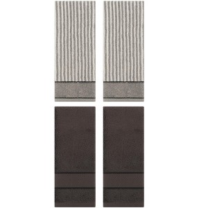 REGALWOVEN 4 Pcs Bathroom Decorative Cotton Soft Absorbent Sold Striped Hand Towel - 1 of 4