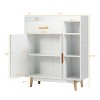 Munora - 31.5"W x 37.5"H Freestanding Floor Storage Cabinet - Drawer, Double-Door Cupboard & Open Shelves - Rubberwood Legs - 4 of 4
