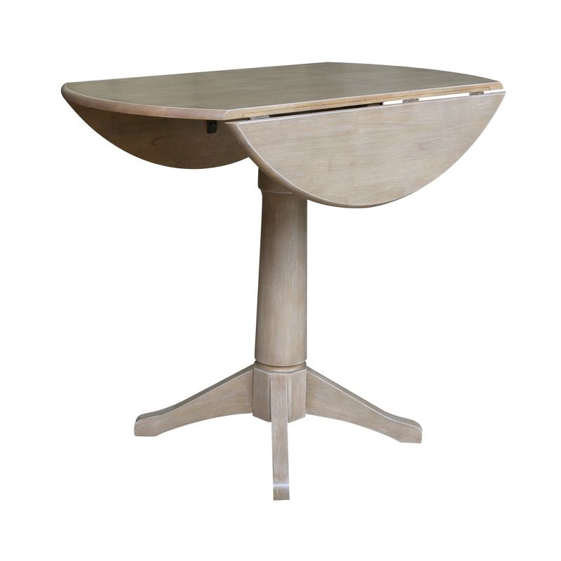 Alexandra Round Dual Drop Leaf Pedestal Table Washed Gray Taupe - International Concepts, 6 of 10