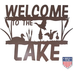 5 Star Super Deals Rustic Metal 'Welcome to the Lake' Wall Sign – Nature-Inspired Cabin and Lake House Decor w/ Easy Mounting - 1 of 4