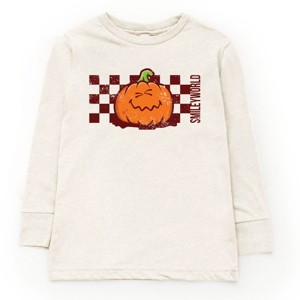 The Juniper Shop SmileyWorld Pumpkin Face Checkered Youth Long Sleeve Tee - 1 of 4