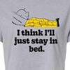 Women's - Peanuts - I Think I'll Stay In Bed Cropped Graphic T-Shirt - 2 of 4