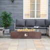 Outsunny 56" Firepit Table for Outside, 50,000 BTU Large Rectangular Stone Gas Firepit with Lava Rocks & Rain Cover, Fits 20lb Tank, Brown - 3 of 4