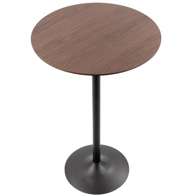 Mid-Century Modern Round Bar Height Table in Walnut and Black