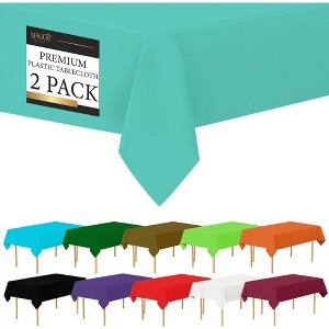 Plastic Tablecloth Disposable, Tablecloths for Rectangle Tables 54 inch. x 108 inch. Fits Tables Up to 8 Feet, Table Cloth for Party - SparkSettings - 1 of 4