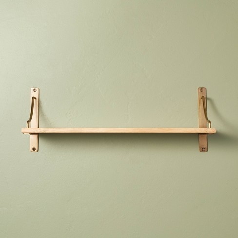 Wood & Brass Decorative Bracket Wall Shelf - Hearth & Hand™ with Magnolia