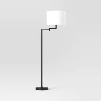 Metal Column Swing Arm Floor Lamp Black - Threshold™