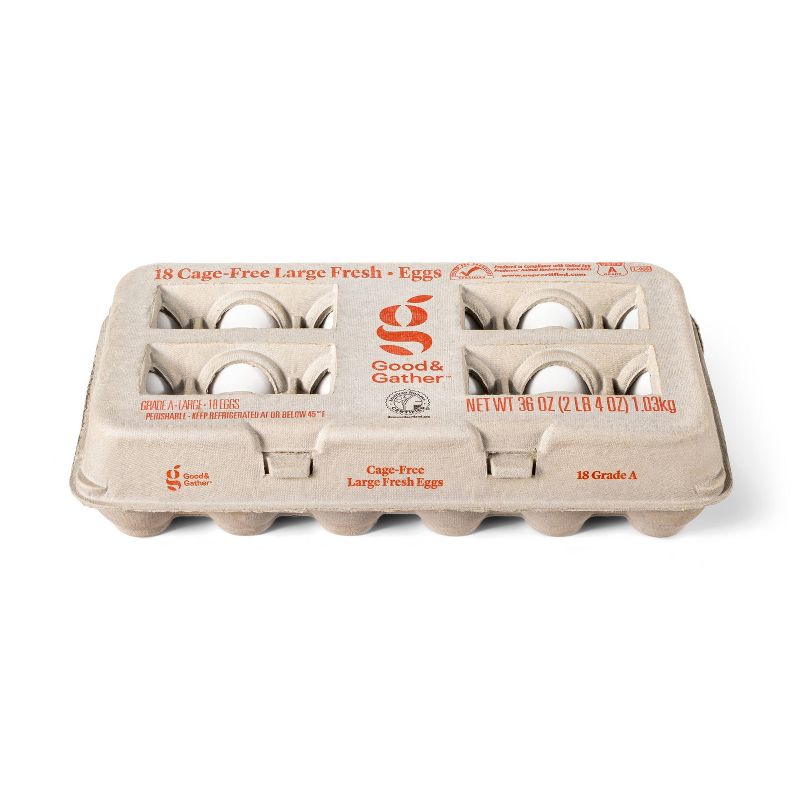 Cage-Free Large White Fresh Grade A Eggs - 36oz/18ct - Good &#38; Gather&#8482;, 1 of 4