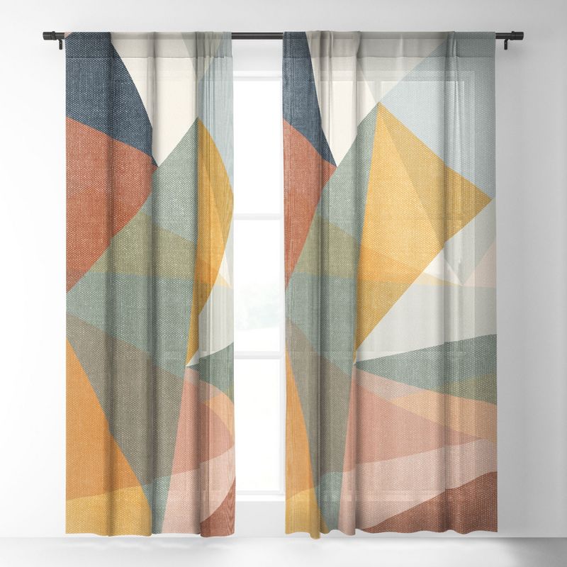 Little Arrow Design Co modern triangle mosaic multi Single Panel Sheer Window Curtain - Deny Designs, 2 of 7