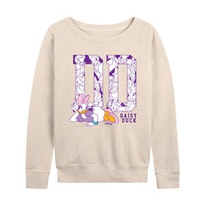 Women's - Disney - Daisy Ears Lightweight French Terry Wide Neck Long Sleeve Graphic Shirt - 1 of 4